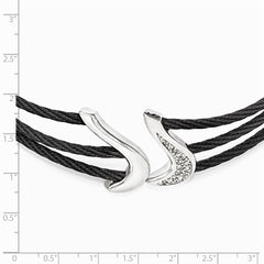 Edward Mirell Black Ti & Sterling Silver White Sapphire Cable Flex Collar