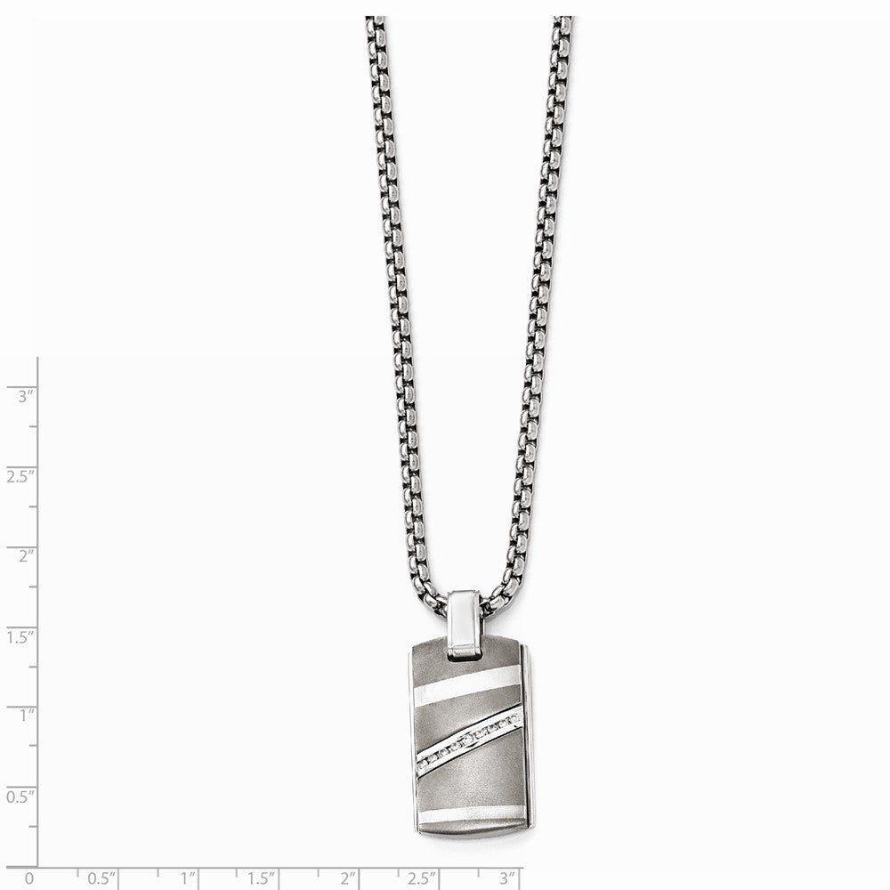 Edward Mirell Titanium .18ctw Diamond w/Sterling Silver Bezel Pendant Neck
