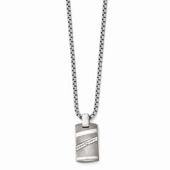 Edward Mirell Titanium .18ctw Diamond With Sterling Silver Bezel Pendant Neck