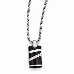 Edward Mirell Black Ti .18ctw Dia With  Sterling Silver Pendant Necklace