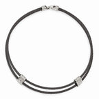 Titanium & Sterling Silver Necklace with White Sapphires Gift Ready