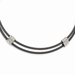 Edward Mirell Titanium & Sterling Silver White Sapphire Cable Necklace