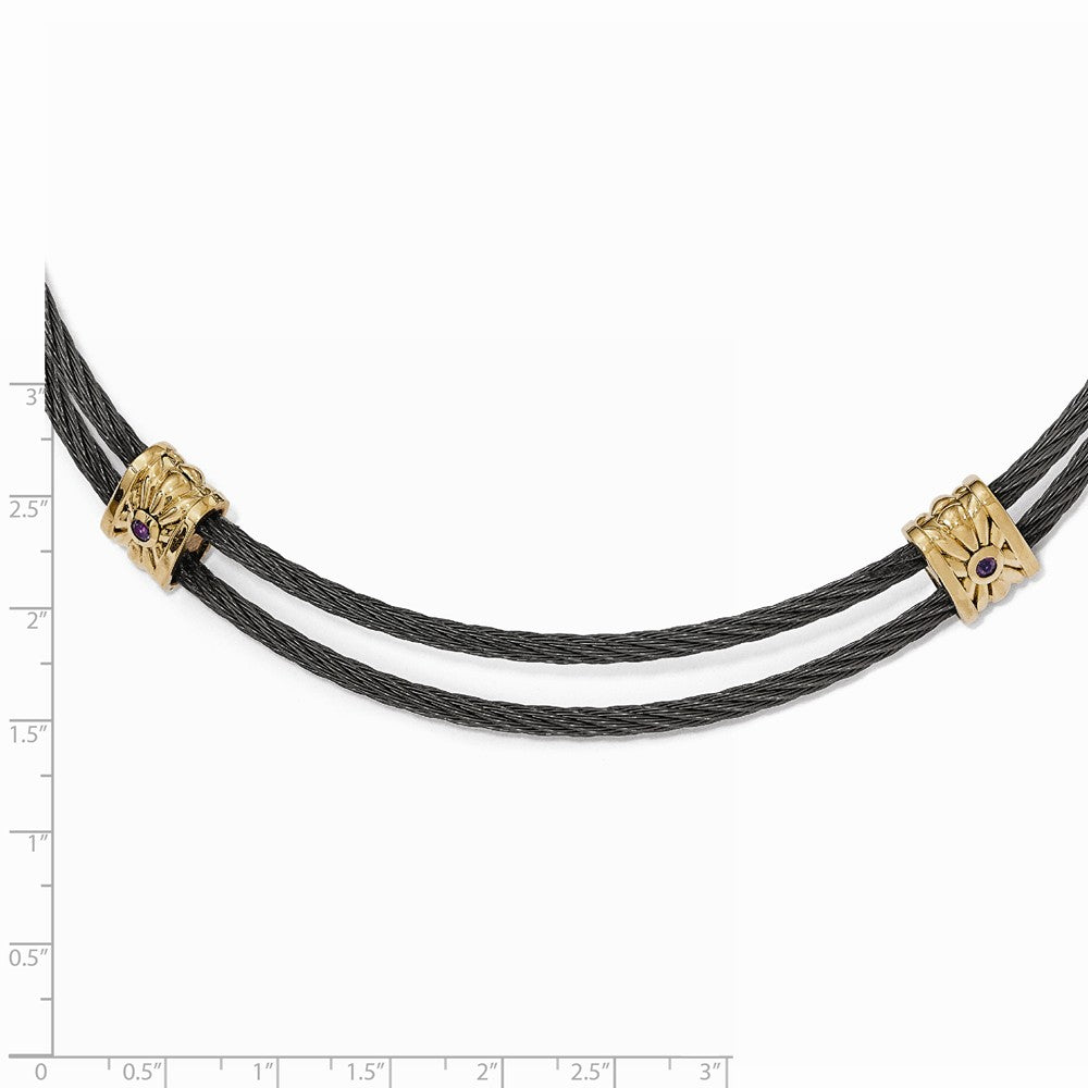 Edward Mirell Titanium & Bronze Amethyst Cable Necklace
