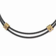 Edward Mirell Titanium & Bronze Amethyst Cable Necklace