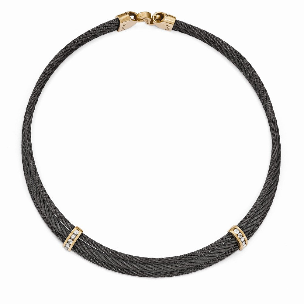 Titanium & Bronze Necklace with White Sapphires Elegant Gift-Ready Design
