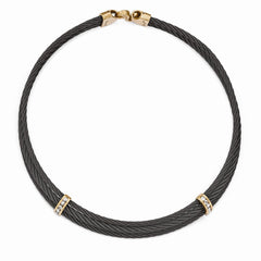 Edward Mirell Titanium & Bronze White Sapphire Cable Necklace