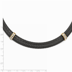 Edward Mirell Titanium & Bronze White Sapphire Cable Necklace