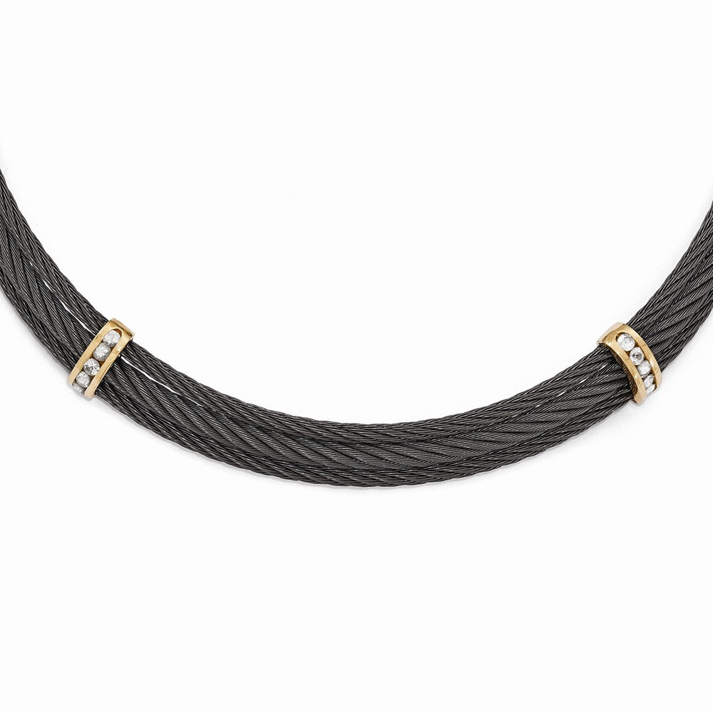 Edward Mirell Titanium & Bronze White Sapphire Cable Necklace