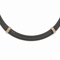 Titanium & Bronze Necklace with White Sapphires Elegant Gift-Ready Design
