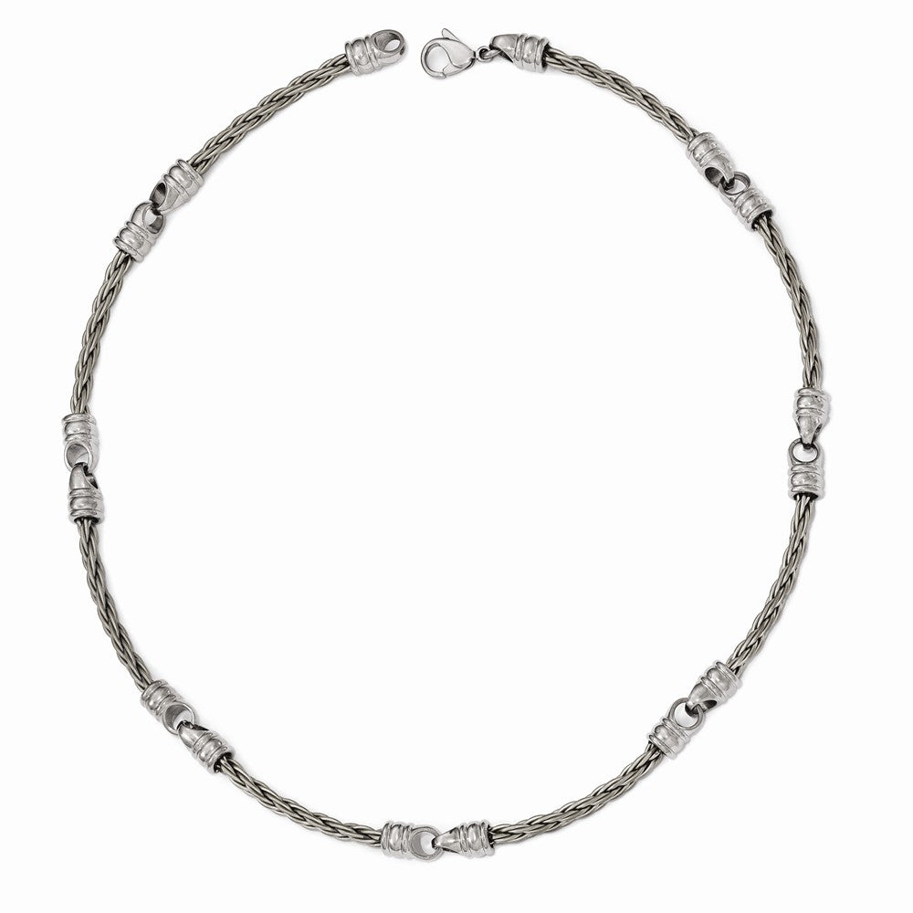 Edward Mirell Titanium Brushed Cable & Polished Link Necklace