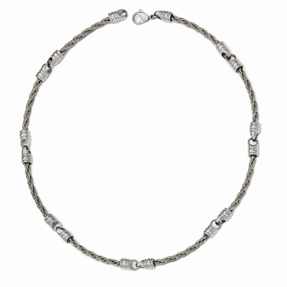 Titanium Men's Necklace with Polished & Brushed Finish Gift Ready