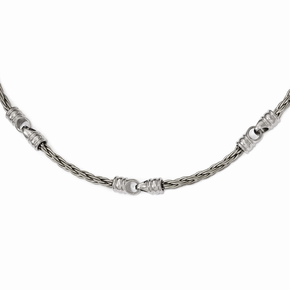 Edward Mirell Titanium Brushed Cable & Polished Link Necklace