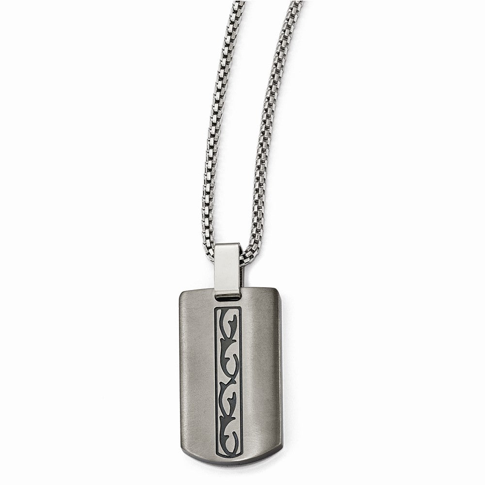 Titanium Polished & Brushed Necklace with Pendant Gift Ready