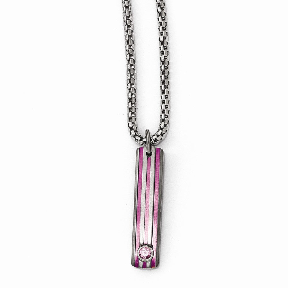 Edward Mirell Titanium Necklace with Grooved Anodized Finish & Pink Sapphire Main image