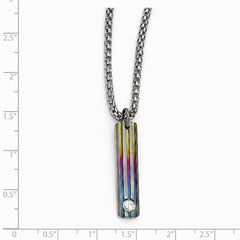 Edward Mirell Titanium Grooved Anodized & White Sapphire 2in ex Necklace