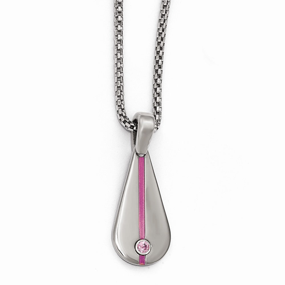 Sophia Jewelers Titanium Necklace with Pink Anodized Finish and Sapphire Main image
