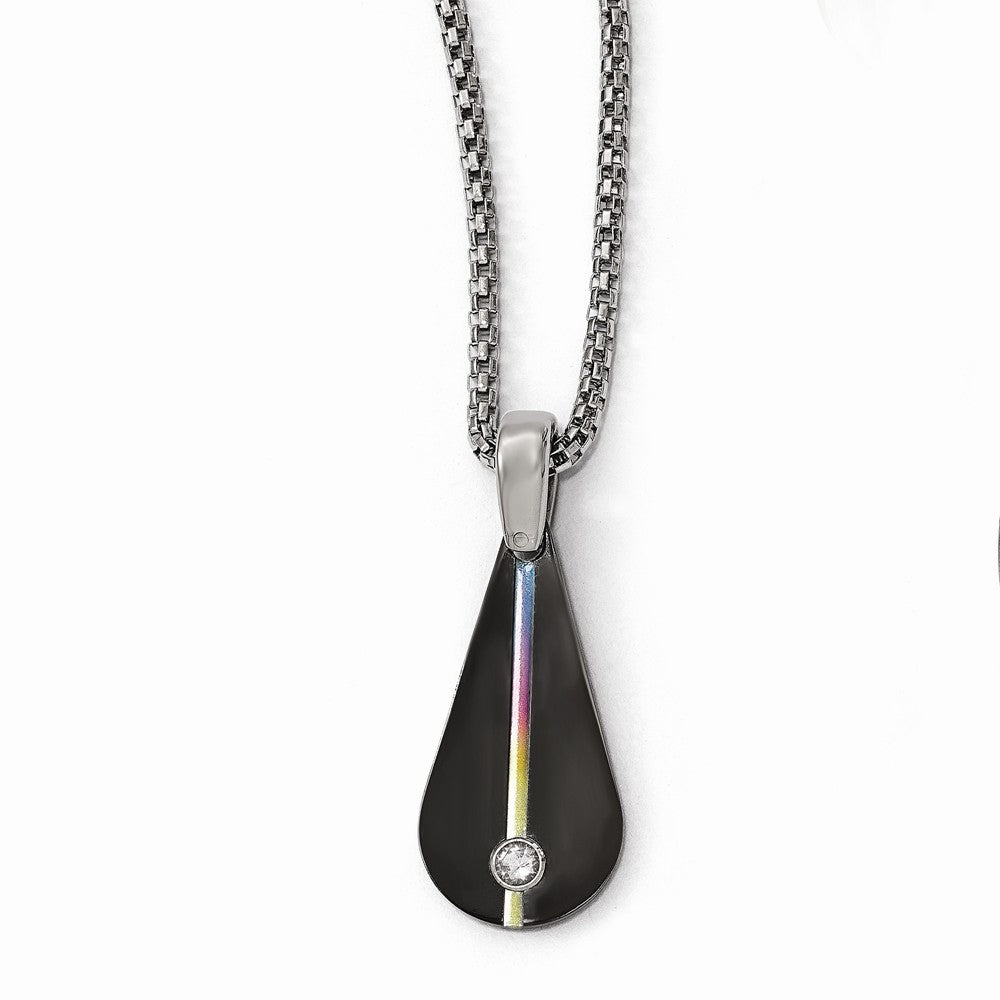 Edward Mirell Titanium Anodized Black Ti White Sapphire 2in ext Necklace