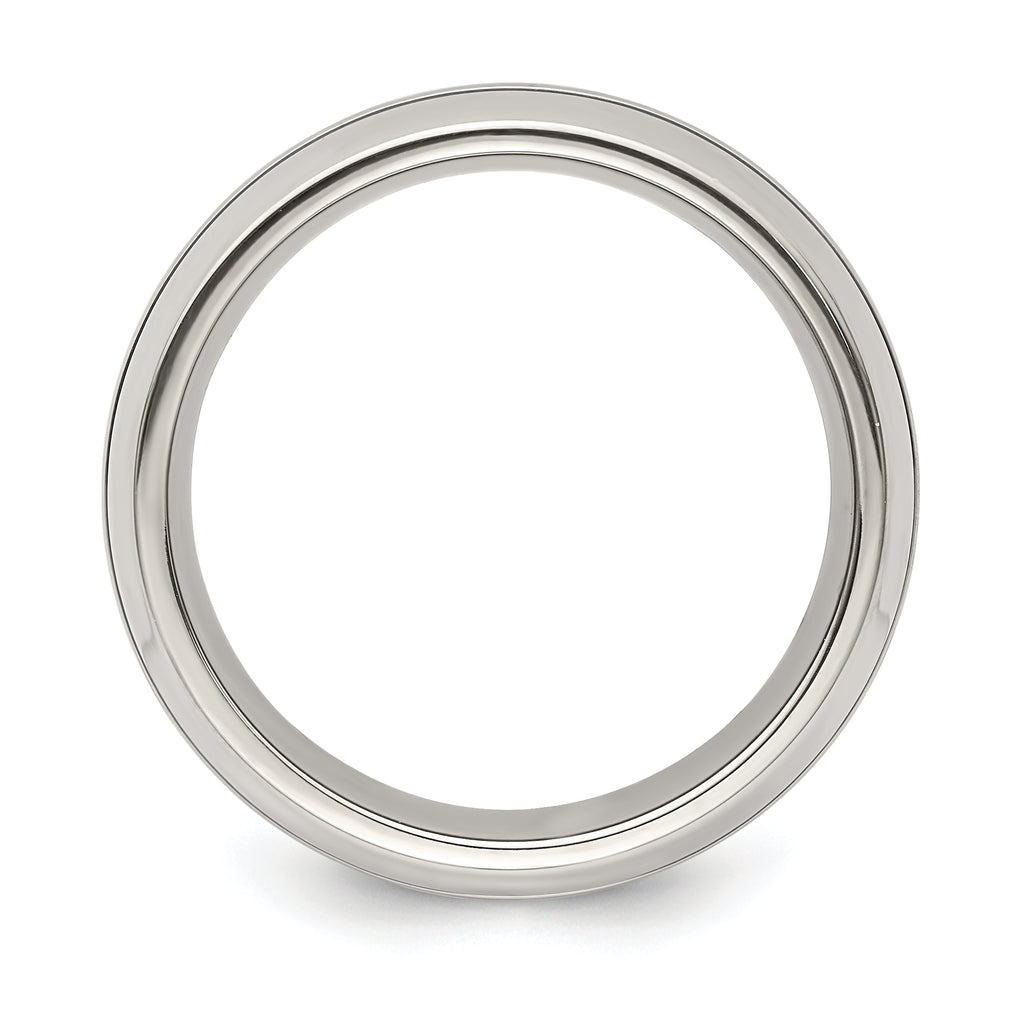 Titanium Wedding Band with Blue Anodized Grooves and Polished Finish