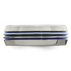 Titanium Wedding Band with Blue Anodized Grooves and Polished Finish