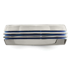Titanium Wedding Band with Blue Anodized Grooves and Polished Finish