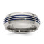 Edward Mirell Titanium with Blue Anodized Triple Groove Domed 8mm Band