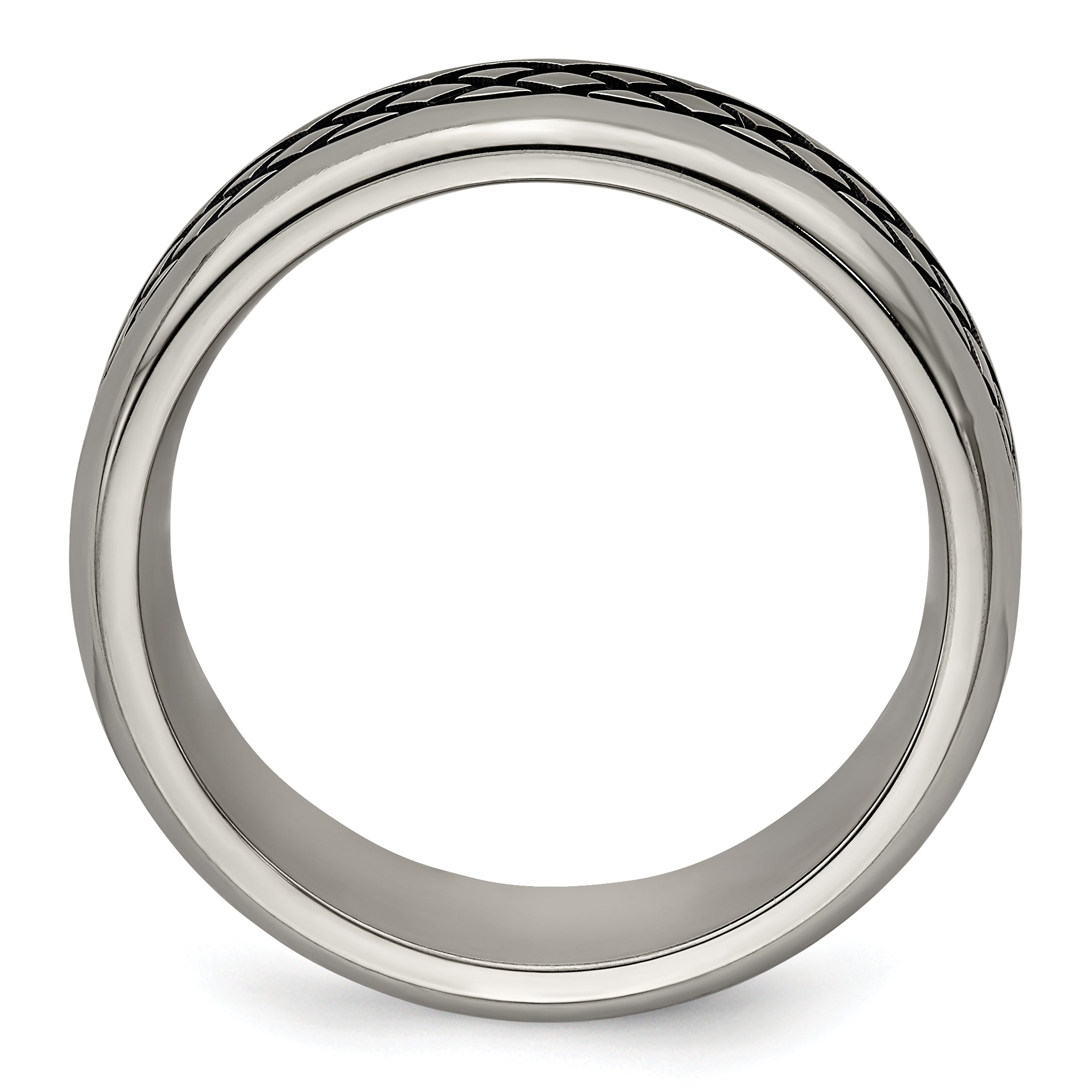 Edward Mirell Titanium Blue Anodized 8mm Wedding Band  Engravable Elegance - 7.5