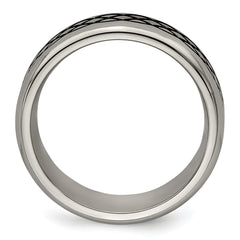 Edward Mirell Titanium Blue Anodized 8mm Wedding Band  Engravable Elegance - 7.5