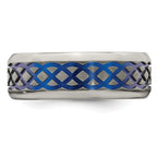 Edward Mirell Titanium Blue Anodized 8mm Wedding Band  Engravable Elegance