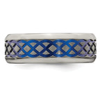 Edward Mirell Titanium Blue Anodized 8mm Wedding Band  Engravable Elegance