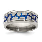 Edward Mirell Titanium Blue Anodized Reptile Pattern Brushed/Polished 9mm Band