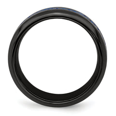 Titanium Wedding Band with Blue Anodized Accents and Polished Finish - 8