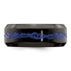 Titanium Wedding Band with Blue Anodized Accents and Polished Finish