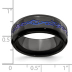 Titanium Wedding Band with Blue Anodized Accents and Polished Finish
