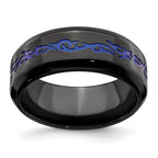 Edward Mirell Black Ti Patterned Blue Anodized Polished 9mm Band