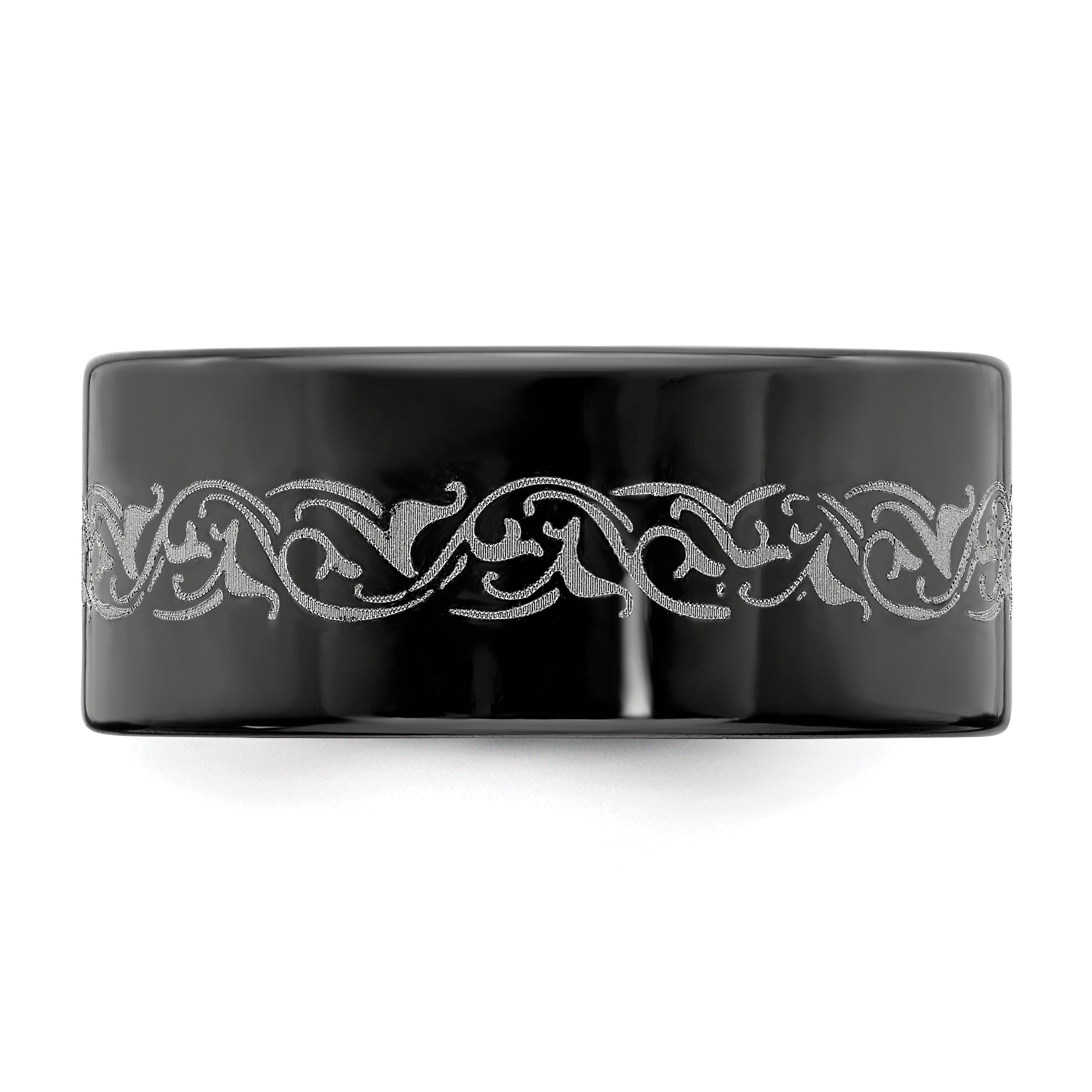 Edward Mirell Titanium Wedding Band with Laser Design Engravable 10mm - 8
