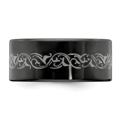 Edward Mirell Titanium Wedding Band with Laser Design Engravable 10mm - 8