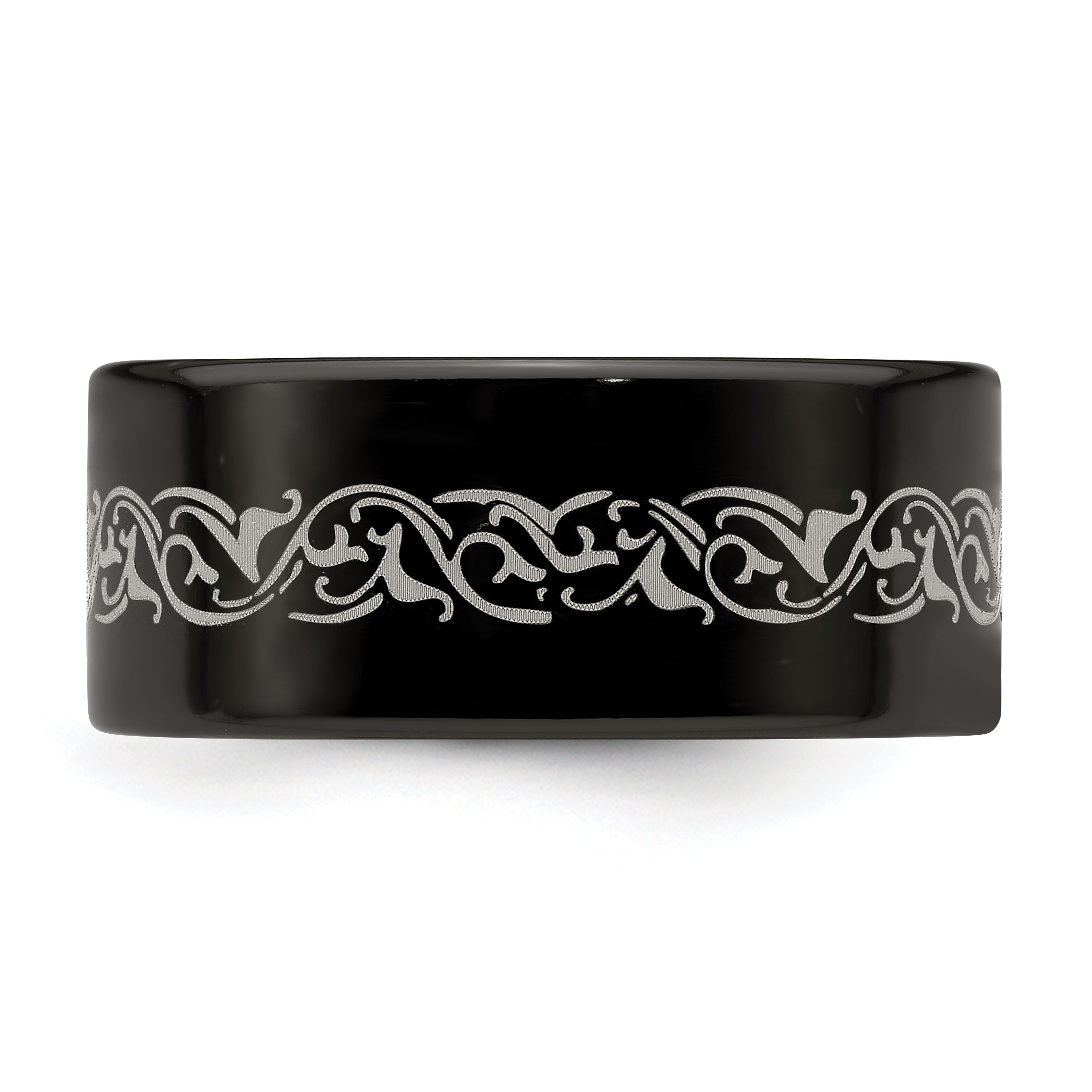 Edward Mirell Titanium Wedding Band with Laser Design Engravable 10mm - 8