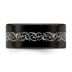 Edward Mirell Titanium Wedding Band with Laser Design Engravable 10mm