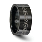 Edward Mirell Titanium Wedding Band with Laser Design Engravable 10mm