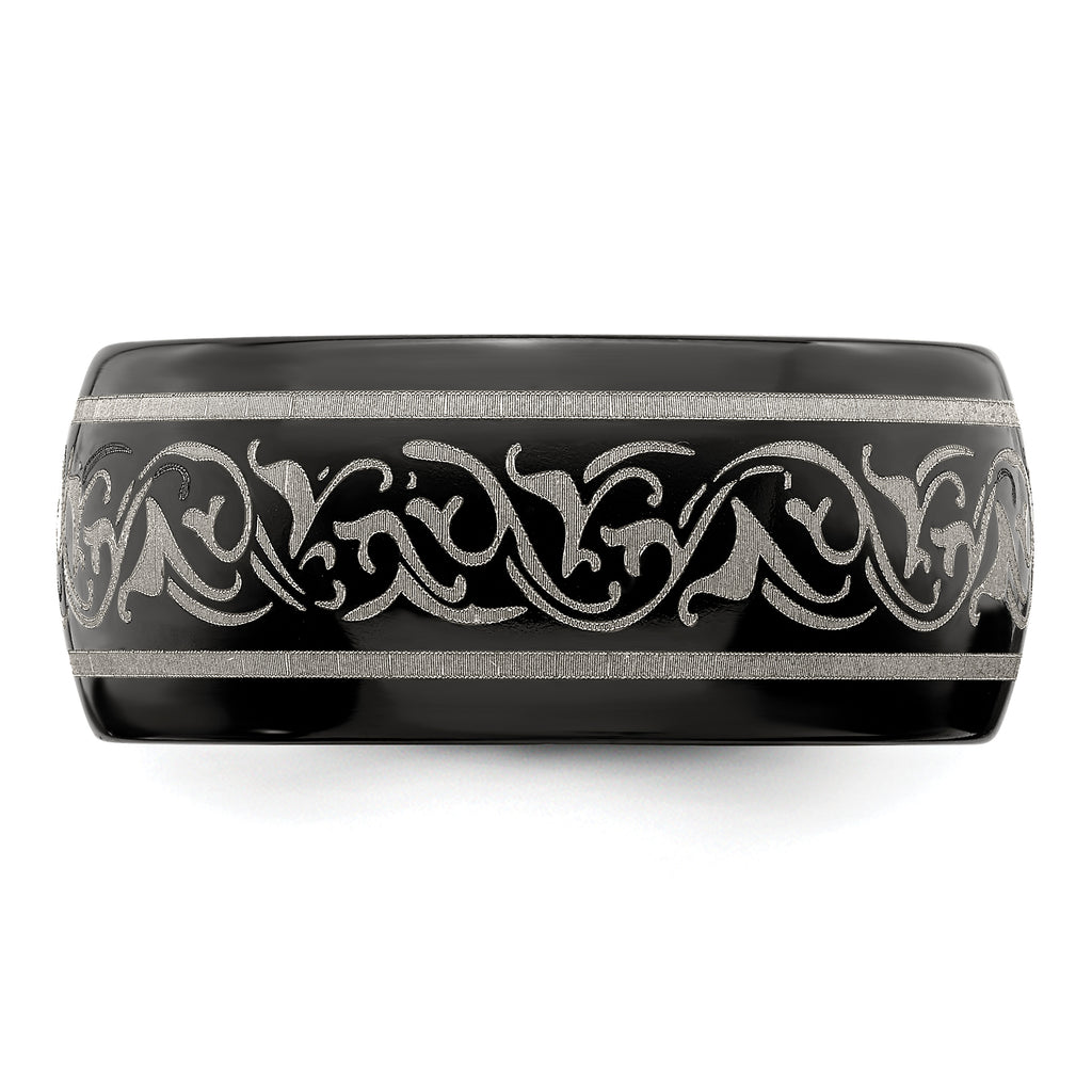 Titanium Wedding Band with Laser Pattern Engravable Gift