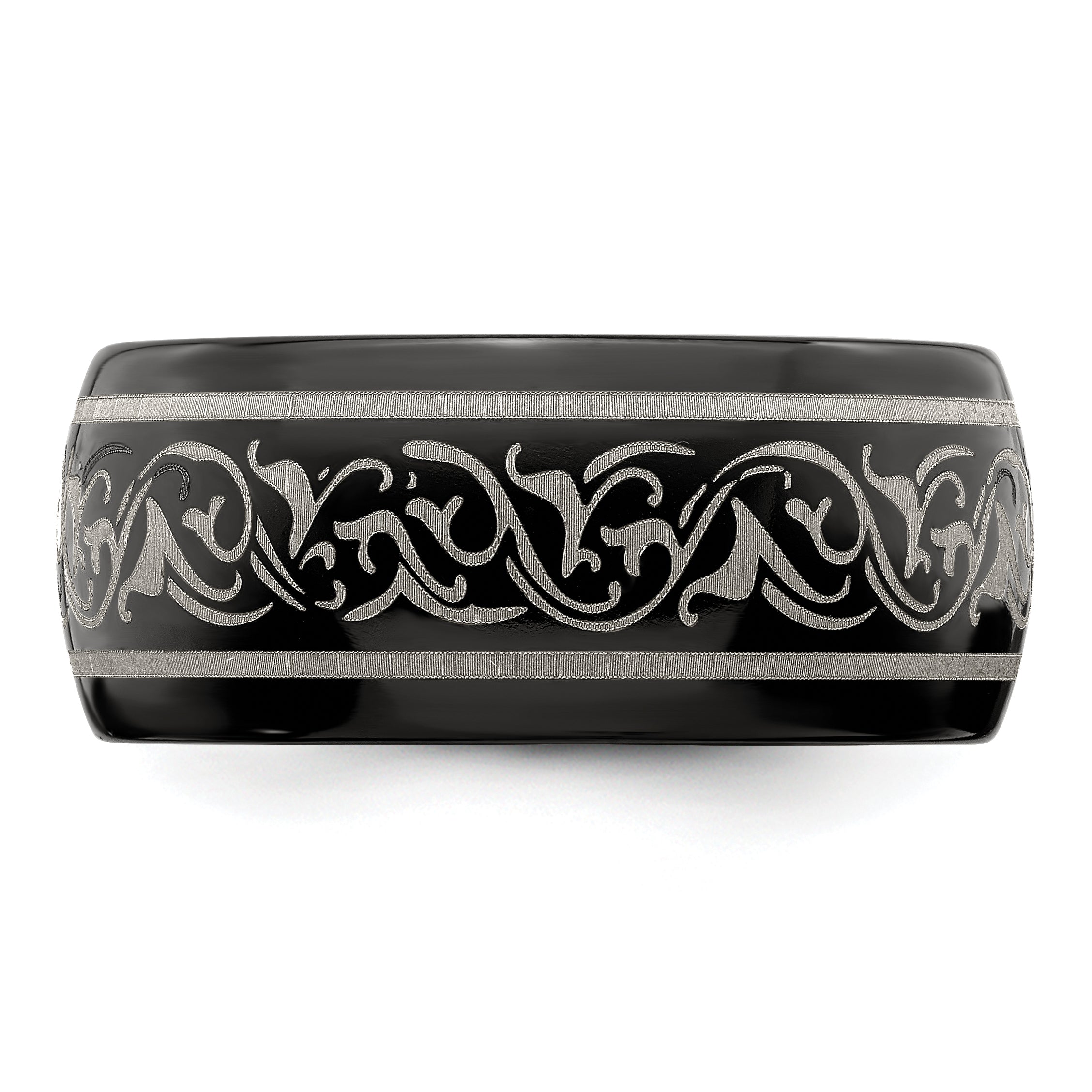 Titanium Wedding Band with Laser Pattern Engravable Gift