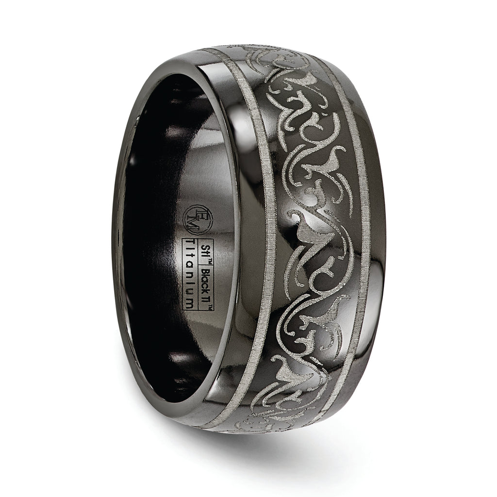 Titanium Wedding Band with Laser Pattern Engravable Gift