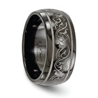 Titanium Wedding Band with Laser Pattern Engravable Gift