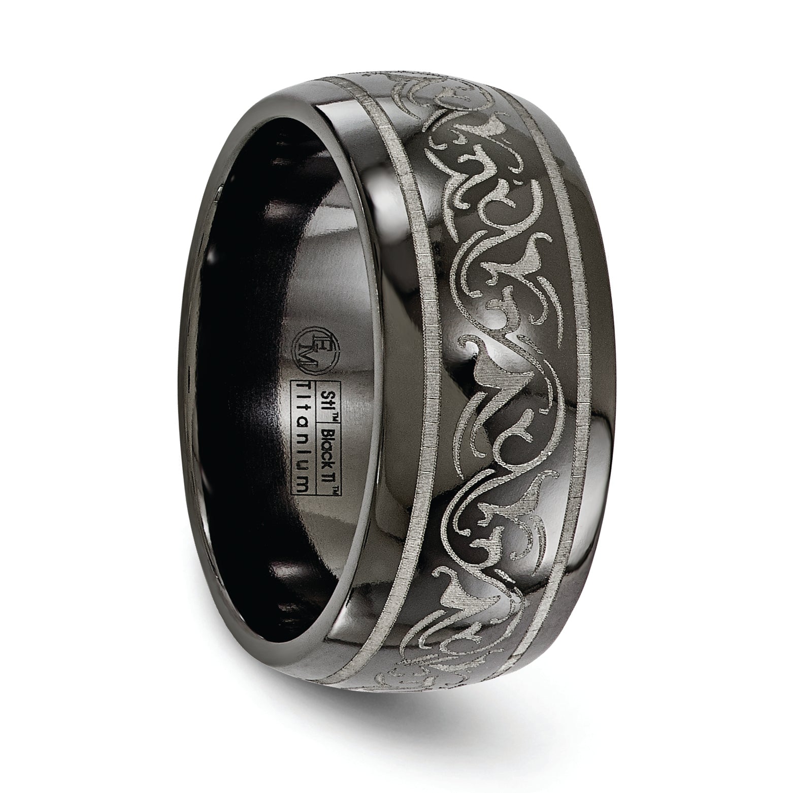 Titanium Wedding Band with Laser Pattern Engravable Gift