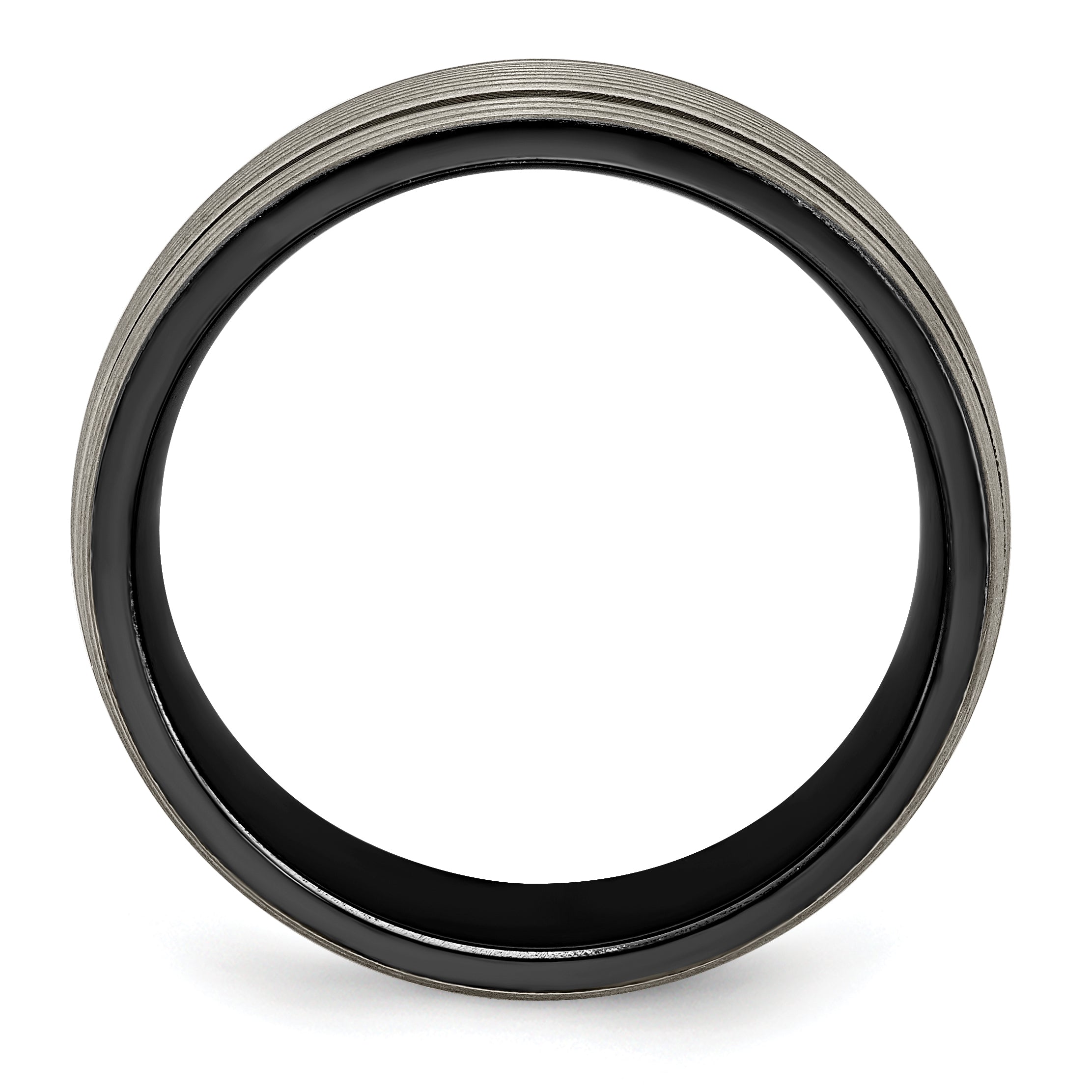 Titanium Wedding Band with Grooved Texture and Polished Finish