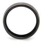 Titanium Wedding Band with Grooved Texture and Polished Finish