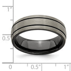 Titanium Wedding Band with Grooved Texture and Polished Finish