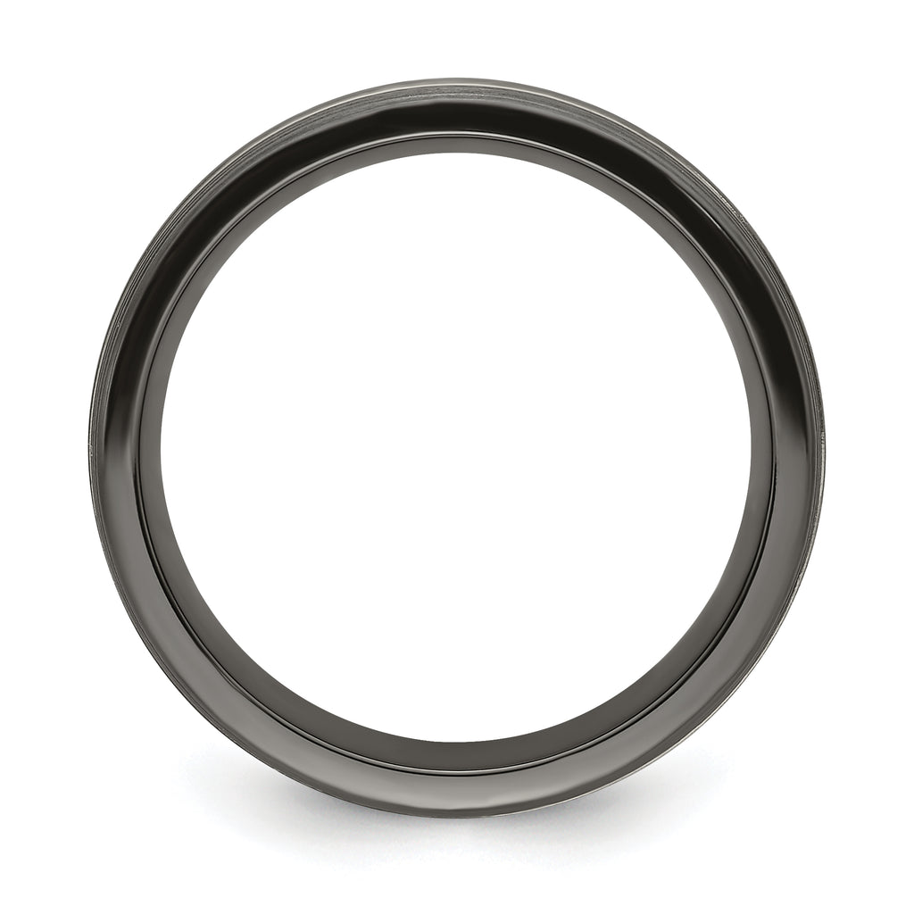 Titanium Wedding Band with Grooved Texture and Engravable Design