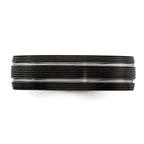 Titanium Wedding Band with Grooved Texture and Engravable Design
