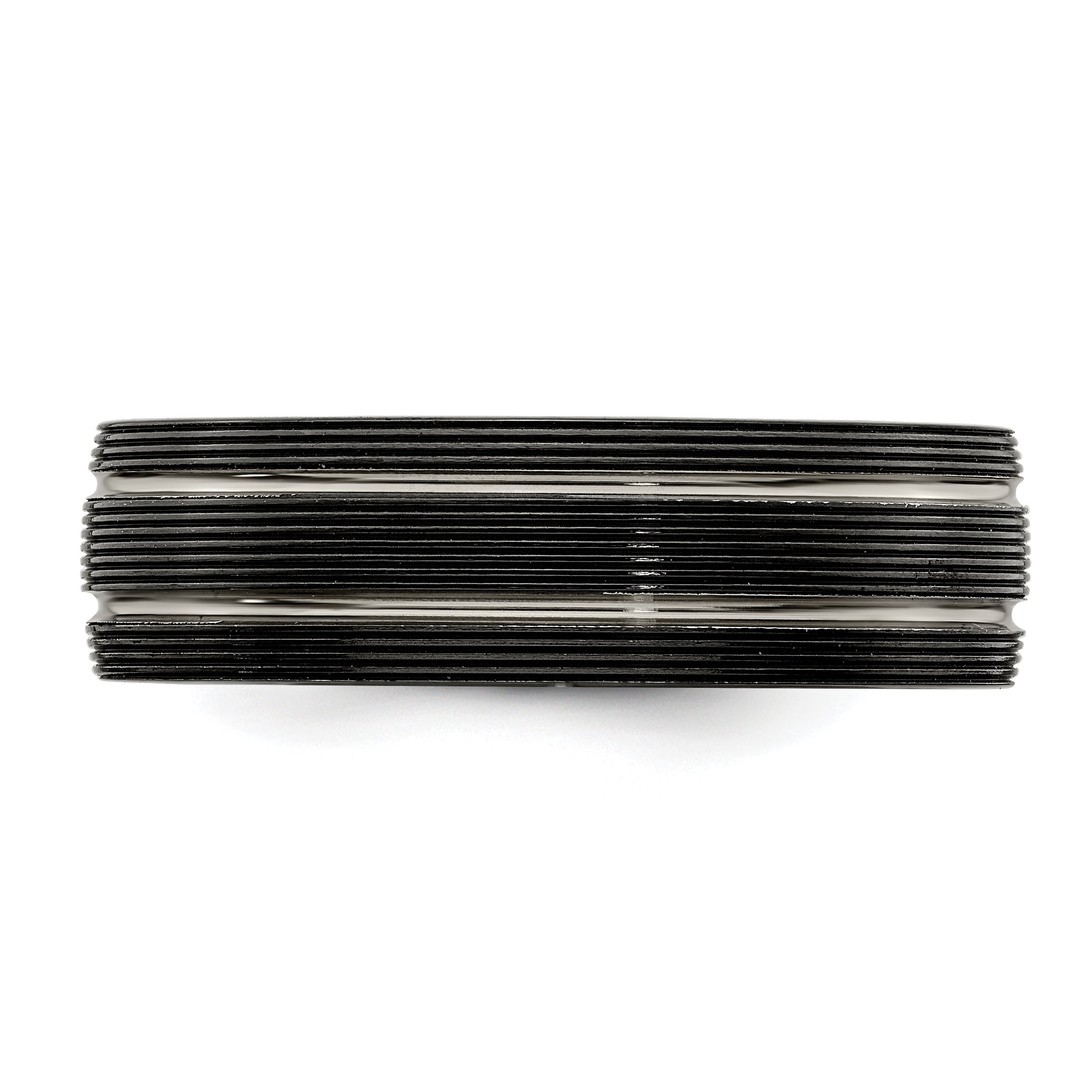 Titanium Wedding Band with Grooved Texture and Engravable Design